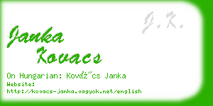 janka kovacs business card